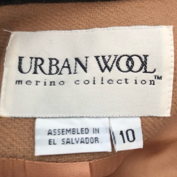 VTG 90’s Urban Wool Lined Pea Coat 10 Velvet Detail Padded Shoulder Button Up - Picture 5 of 9